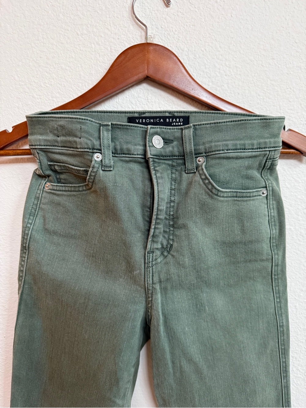 Veronica Beard Olive Green Bootcut-slight Flare Jeans